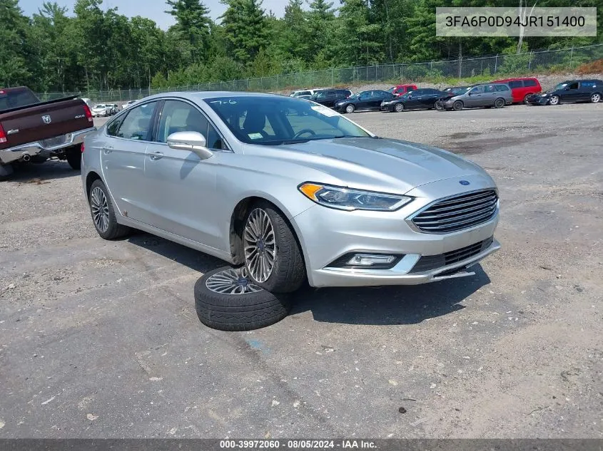 2018 Ford Fusion Titanium VIN: 3FA6P0D94JR151400 Lot: 39972060