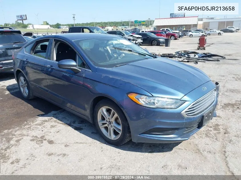 2018 Ford Fusion Se VIN: 3FA6P0HD5JR213658 Lot: 39978522