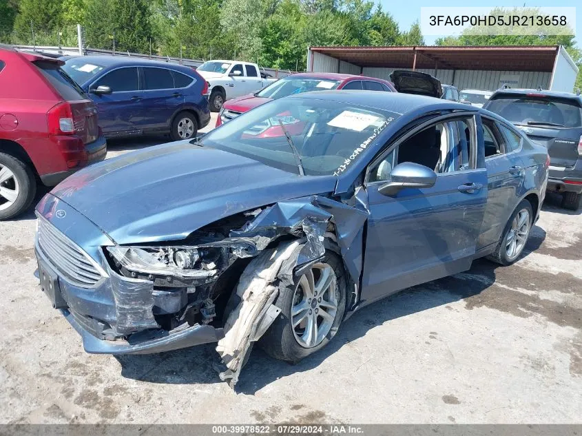 2018 Ford Fusion Se VIN: 3FA6P0HD5JR213658 Lot: 39978522