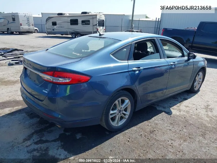 2018 Ford Fusion Se VIN: 3FA6P0HD5JR213658 Lot: 39978522