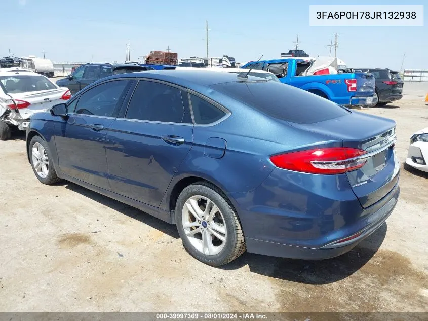 2018 Ford Fusion Se VIN: 3FA6P0H78JR132938 Lot: 39997369