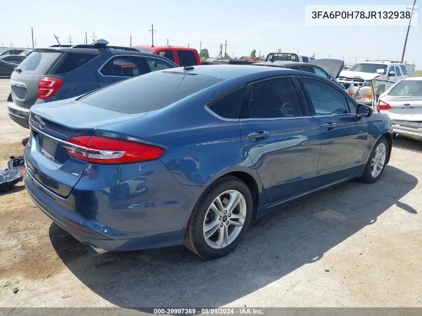 2018 Ford Fusion Se VIN: 3FA6P0H78JR132938 Lot: 39997369