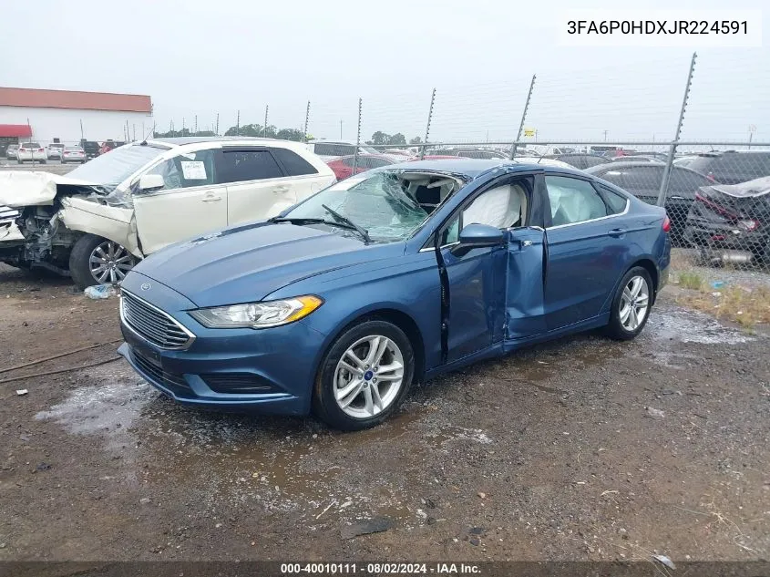 2018 Ford Fusion Se VIN: 3FA6P0HDXJR224591 Lot: 40010111