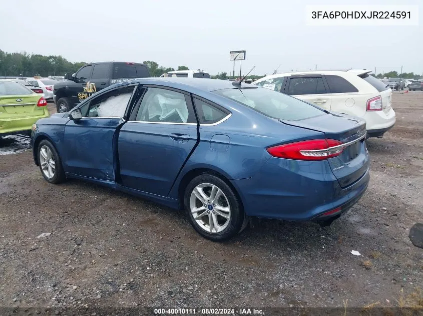 2018 Ford Fusion Se VIN: 3FA6P0HDXJR224591 Lot: 40010111