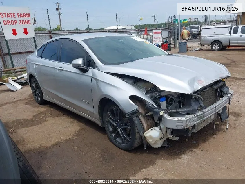 3FA6P0LU1JR169925 2018 Ford Fusion Hybrid Se