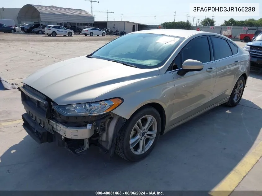 2018 Ford Fusion Se VIN: 3FA6P0HD3JR166288 Lot: 40031463