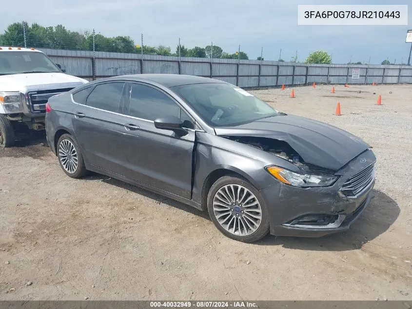 2018 Ford Fusion S VIN: 3FA6P0G78JR210443 Lot: 40032949