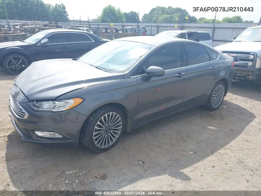 2018 Ford Fusion S VIN: 3FA6P0G78JR210443 Lot: 40032949