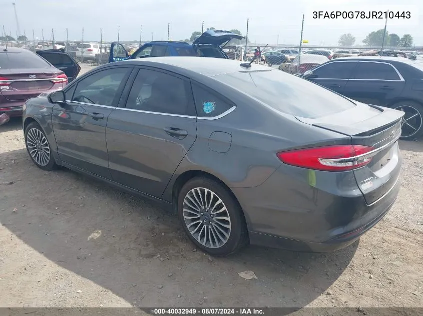 2018 Ford Fusion S VIN: 3FA6P0G78JR210443 Lot: 40032949