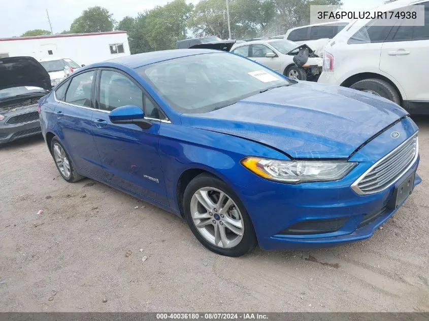 2018 Ford Fusion Hybrid Se VIN: 3FA6P0LU2JR174938 Lot: 40036180