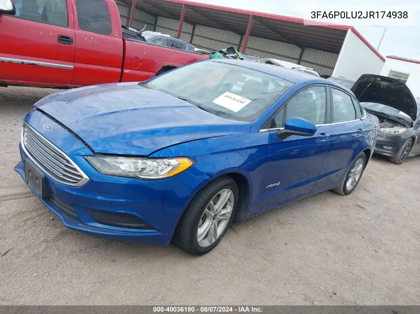 3FA6P0LU2JR174938 2018 Ford Fusion Hybrid Se