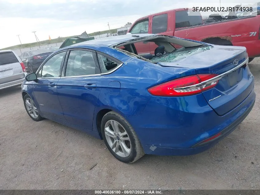 3FA6P0LU2JR174938 2018 Ford Fusion Hybrid Se