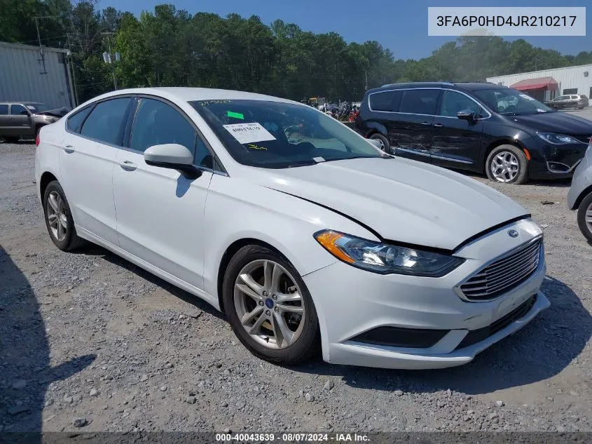 2018 Ford Fusion Se VIN: 3FA6P0HD4JR210217 Lot: 40043639