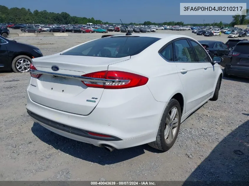 2018 Ford Fusion Se VIN: 3FA6P0HD4JR210217 Lot: 40043639