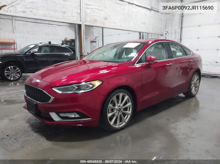 2018 Ford Fusion Platinum VIN: 3FA6P0D92JR115690 Lot: 40045825