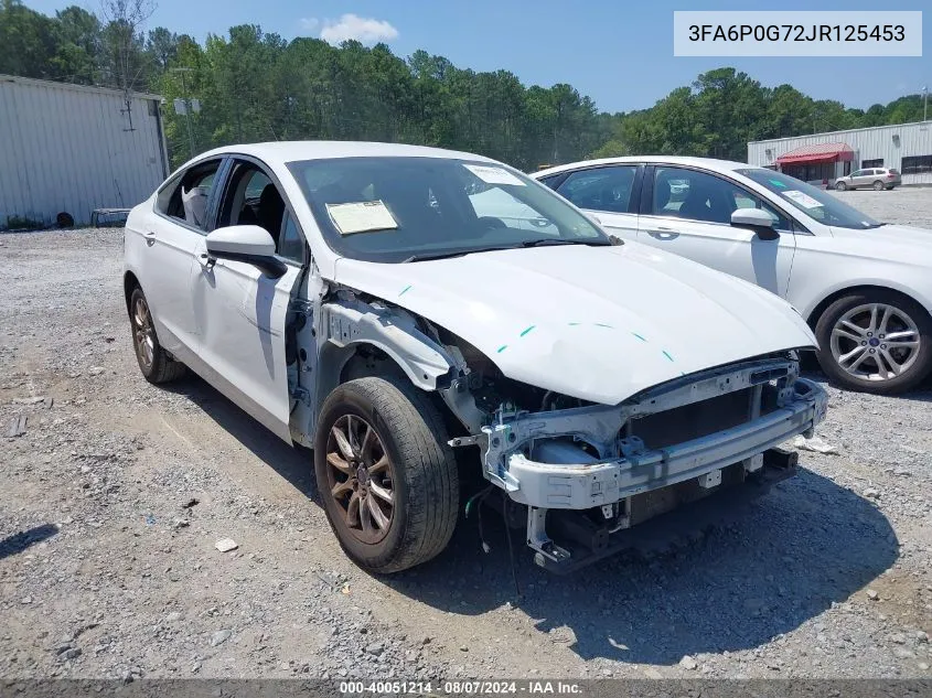 2018 Ford Fusion S VIN: 3FA6P0G72JR125453 Lot: 40051214