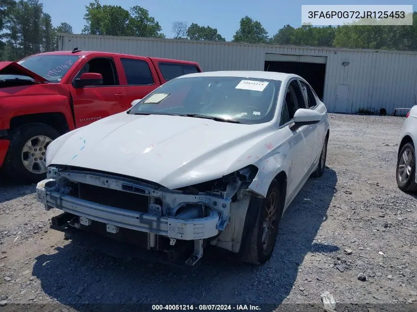 2018 Ford Fusion S VIN: 3FA6P0G72JR125453 Lot: 40051214