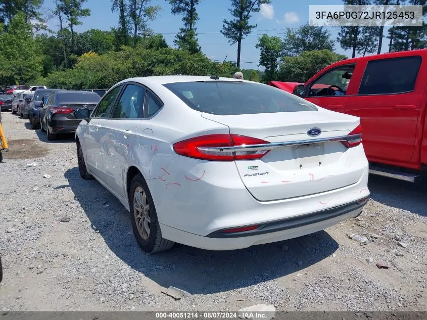 2018 Ford Fusion S VIN: 3FA6P0G72JR125453 Lot: 40051214