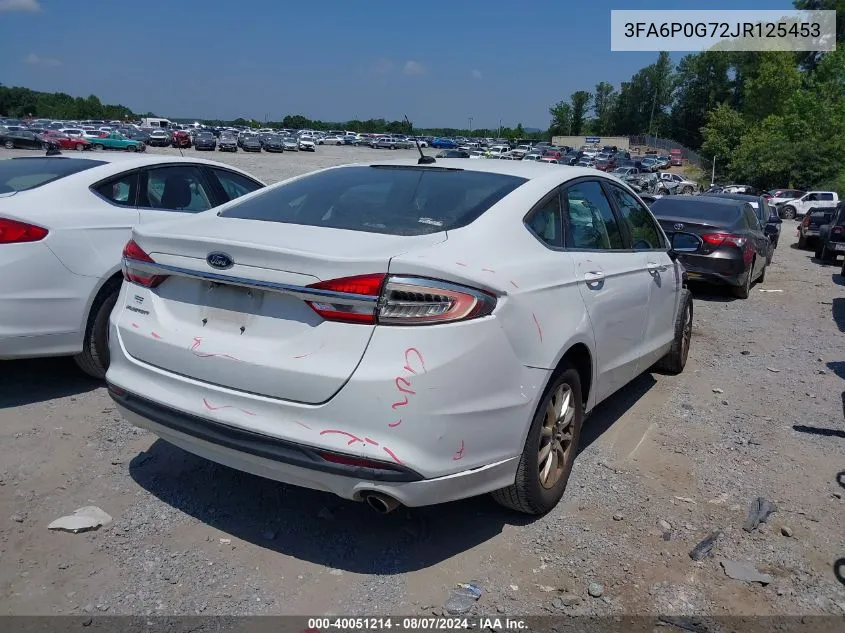 2018 Ford Fusion S VIN: 3FA6P0G72JR125453 Lot: 40051214