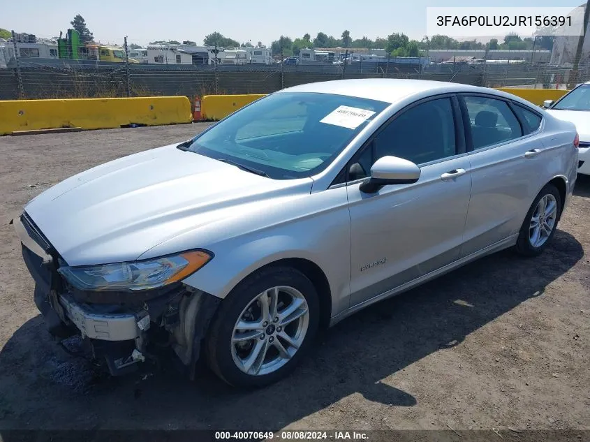 2018 Ford Fusion Hybrid Se VIN: 3FA6P0LU2JR156391 Lot: 40070649