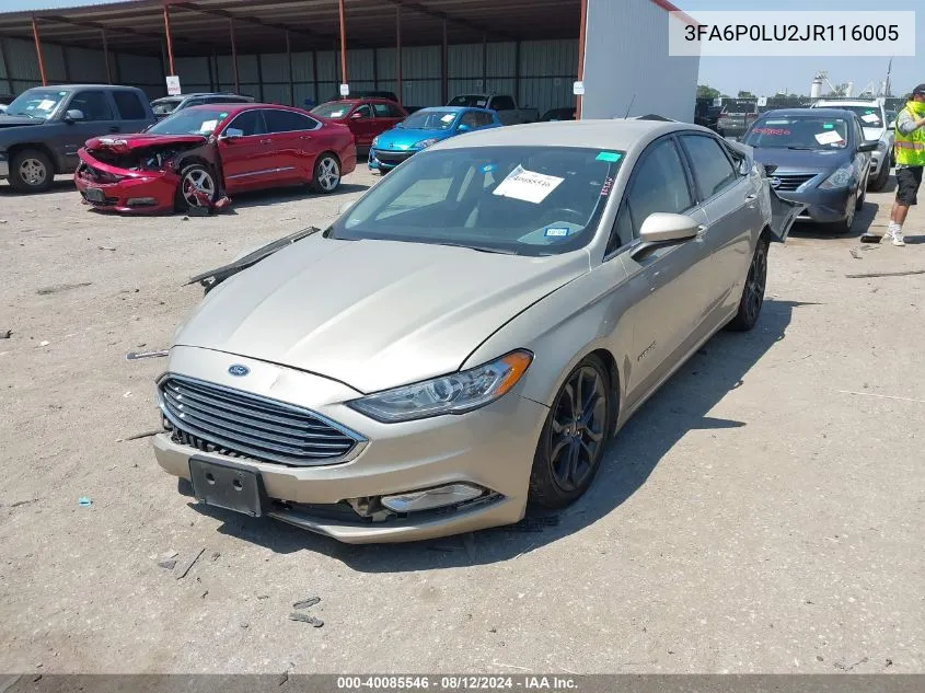 3FA6P0LU2JR116005 2018 Ford Fusion Hybrid Se