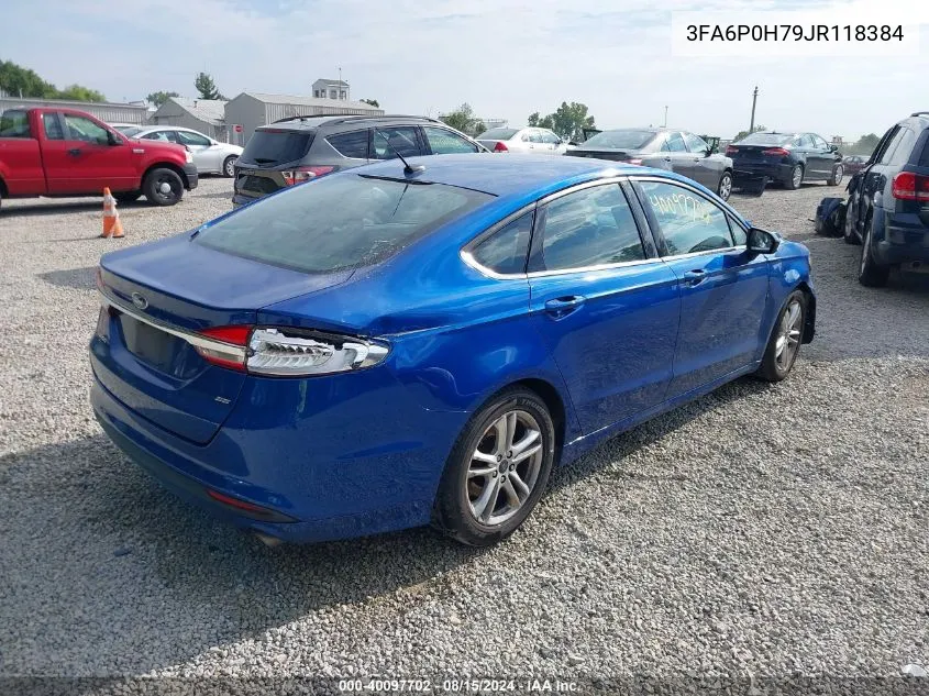 2018 Ford Fusion Se VIN: 3FA6P0H79JR118384 Lot: 40097702