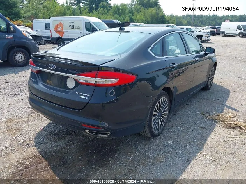 2018 Ford Fusion Titanium VIN: 3FA6P0D99JR194064 Lot: 40106828