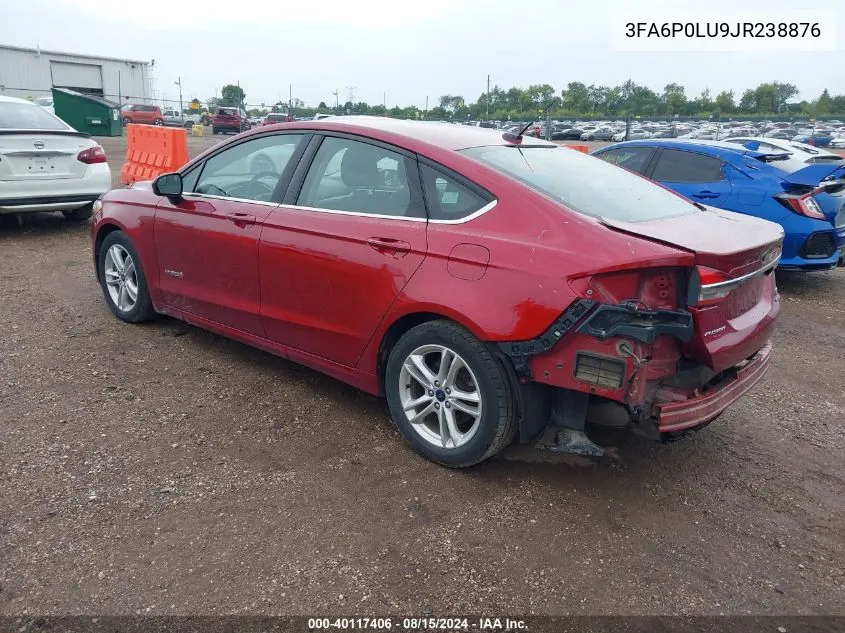 2018 Ford Fusion Se Hybrid VIN: 3FA6P0LU9JR238876 Lot: 40117406