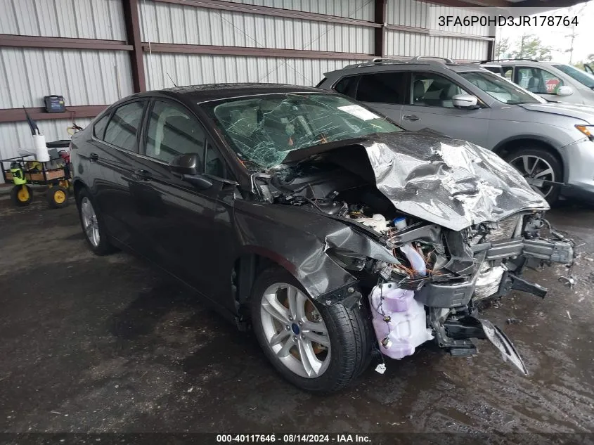 2018 Ford Fusion Se VIN: 3FA6P0HD3JR178764 Lot: 40117646