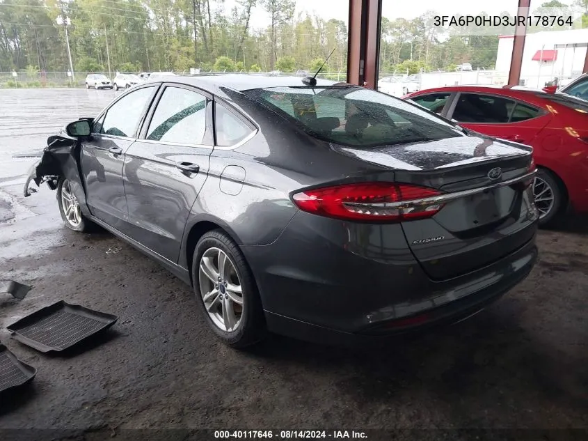 2018 Ford Fusion Se VIN: 3FA6P0HD3JR178764 Lot: 40117646