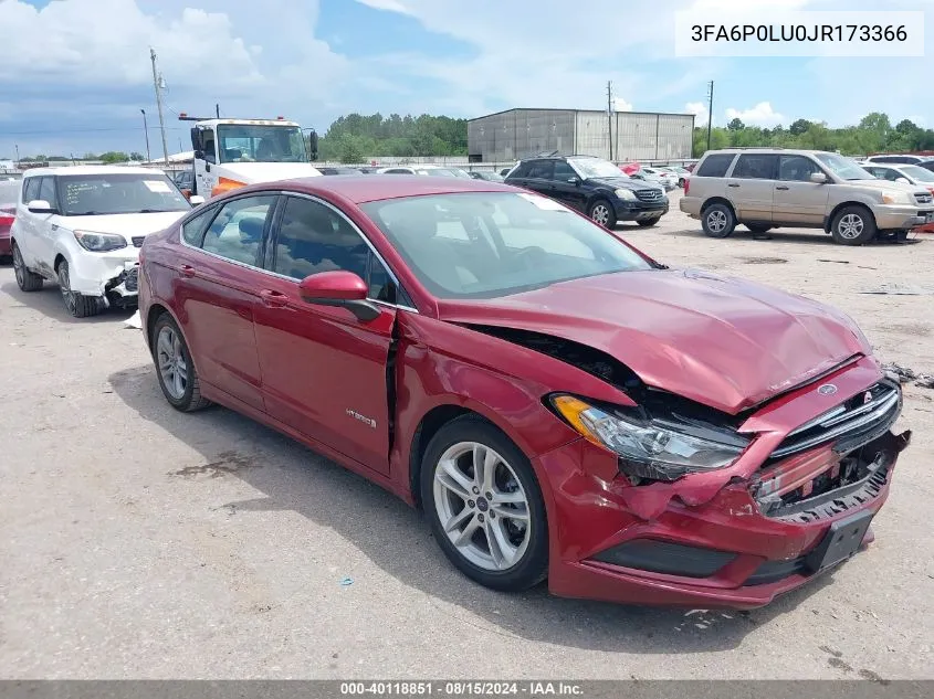 2018 Ford Fusion Hybrid Se VIN: 3FA6P0LU0JR173366 Lot: 40118851