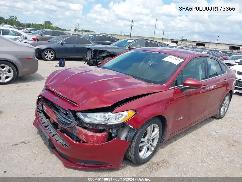 2018 Ford Fusion Hybrid Se VIN: 3FA6P0LU0JR173366 Lot: 40118851