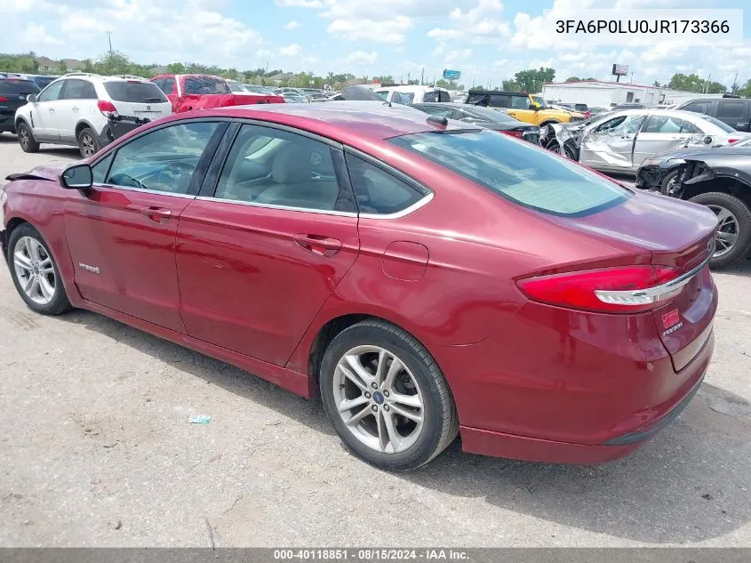 3FA6P0LU0JR173366 2018 Ford Fusion Hybrid Se