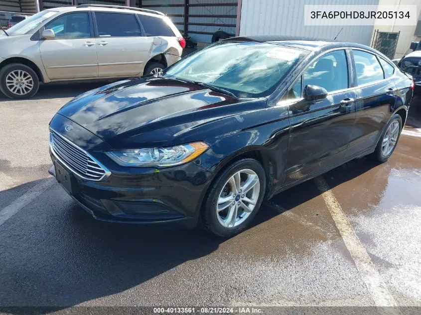 2018 Ford Fusion Se VIN: 3FA6P0HD8JR205134 Lot: 40133561