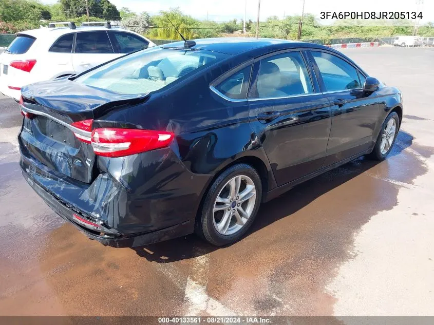 2018 Ford Fusion Se VIN: 3FA6P0HD8JR205134 Lot: 40133561