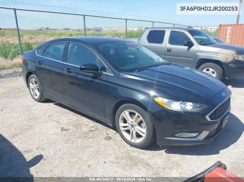 2018 Ford Fusion Se VIN: 3FA6P0HD2JR200253 Lot: 40134212