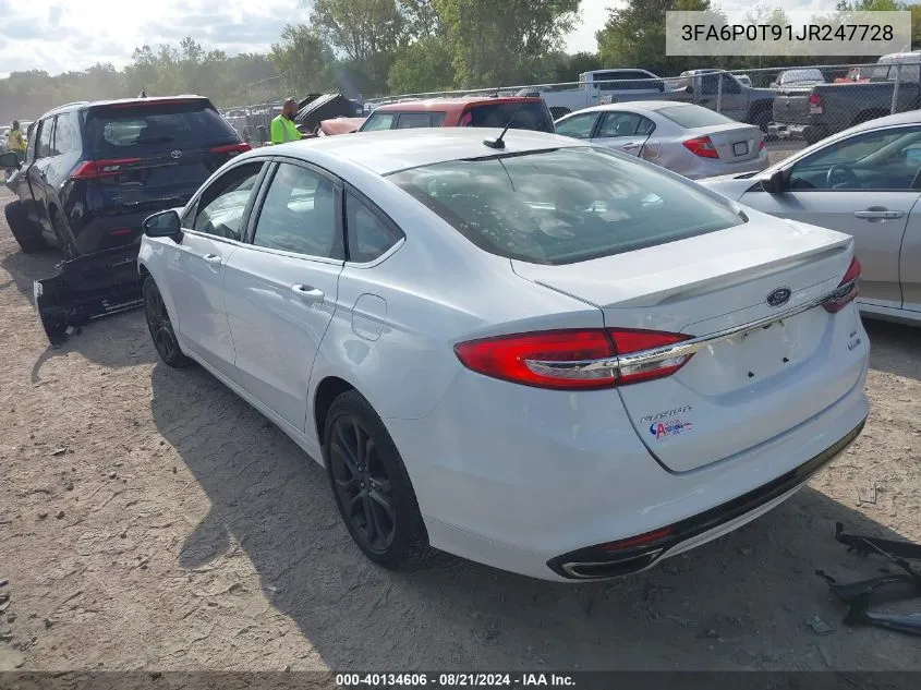 2018 Ford Fusion Se VIN: 3FA6P0T91JR247728 Lot: 40134606