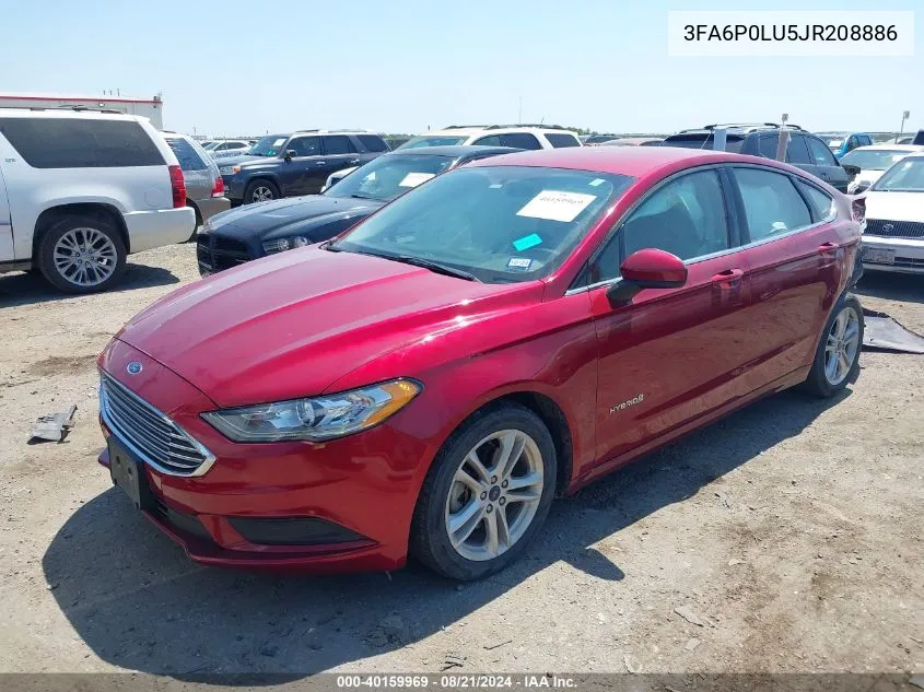 2018 Ford Fusion Se Hybrid VIN: 3FA6P0LU5JR208886 Lot: 40159969