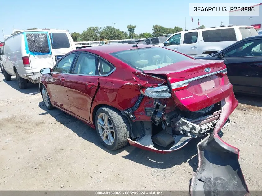 2018 Ford Fusion Se Hybrid VIN: 3FA6P0LU5JR208886 Lot: 40159969