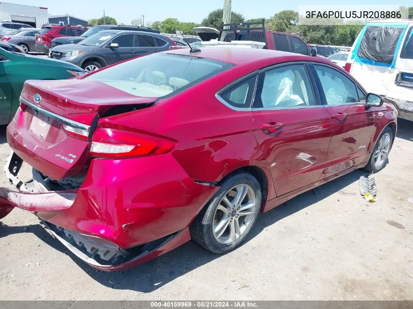 2018 Ford Fusion Se Hybrid VIN: 3FA6P0LU5JR208886 Lot: 40159969