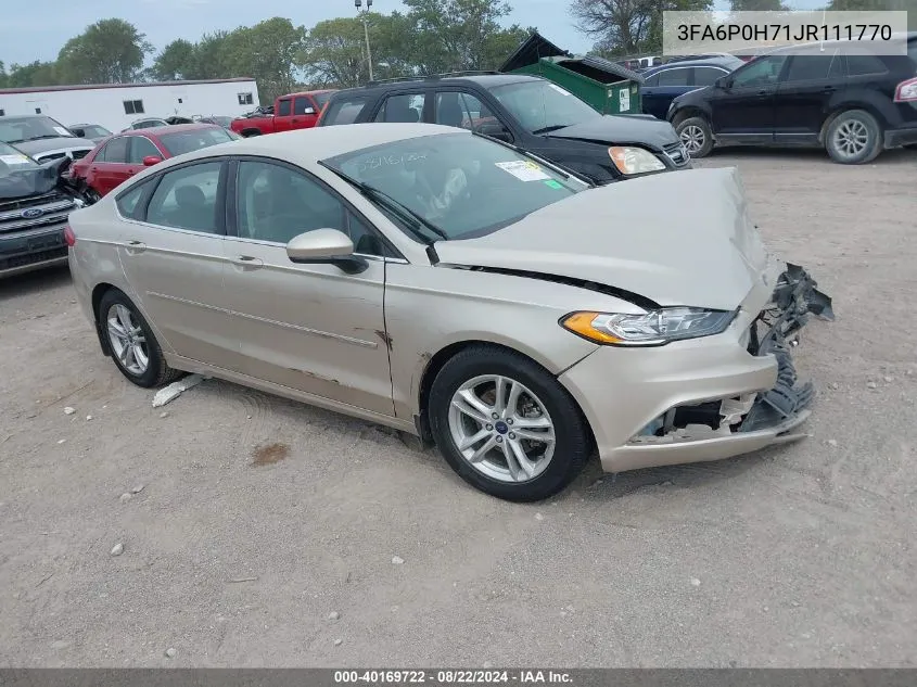 2018 Ford Fusion Se VIN: 3FA6P0H71JR111770 Lot: 40169722