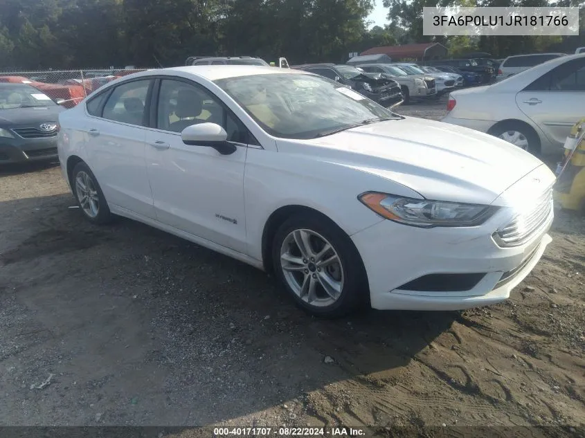 3FA6P0LU1JR181766 2018 Ford Fusion Hybrid Se