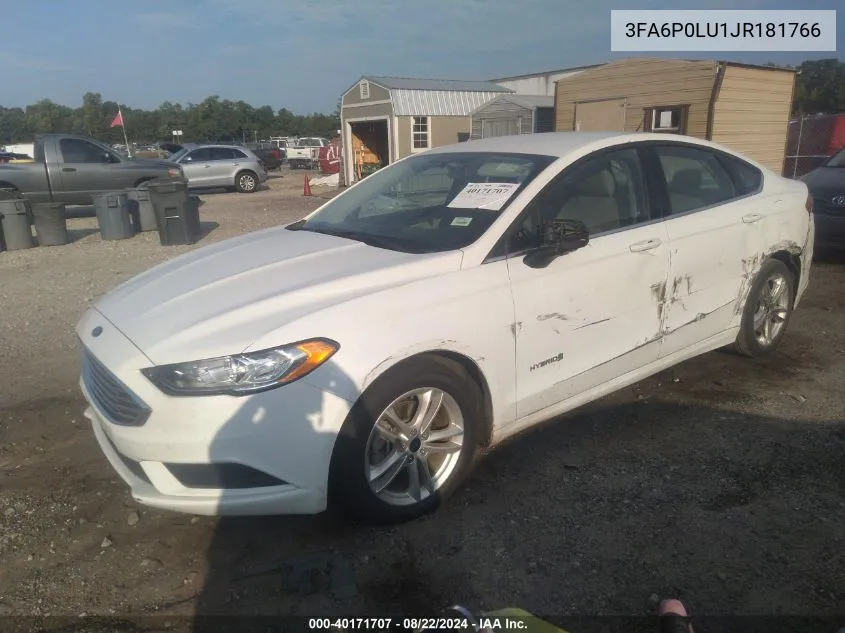 2018 Ford Fusion Hybrid Se VIN: 3FA6P0LU1JR181766 Lot: 40171707