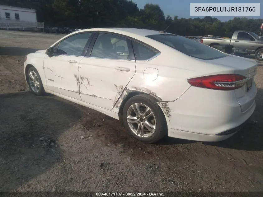 3FA6P0LU1JR181766 2018 Ford Fusion Hybrid Se