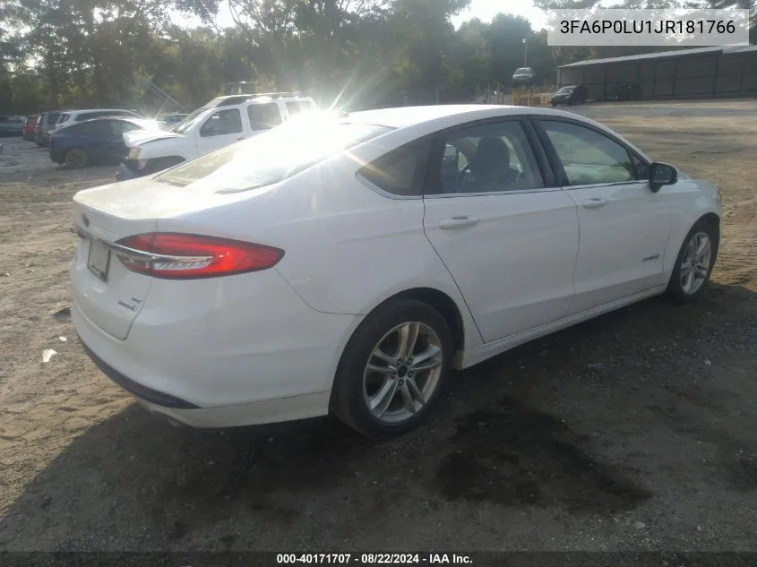 3FA6P0LU1JR181766 2018 Ford Fusion Hybrid Se