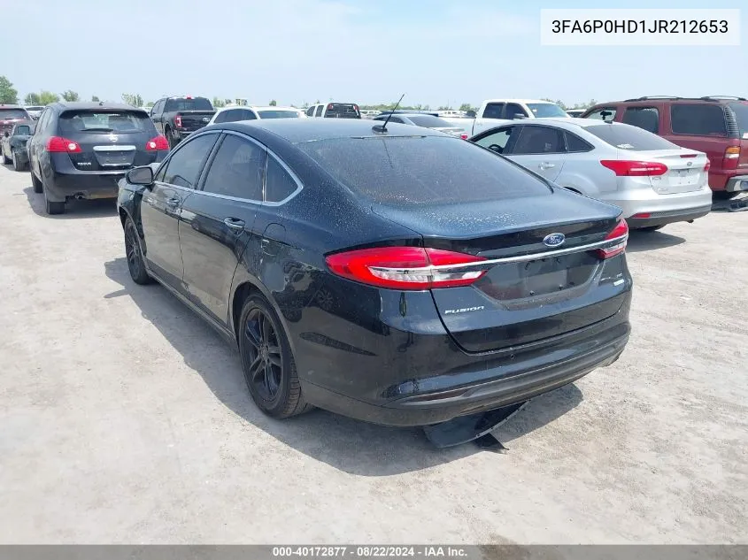 2018 Ford Fusion Se VIN: 3FA6P0HD1JR212653 Lot: 40172877