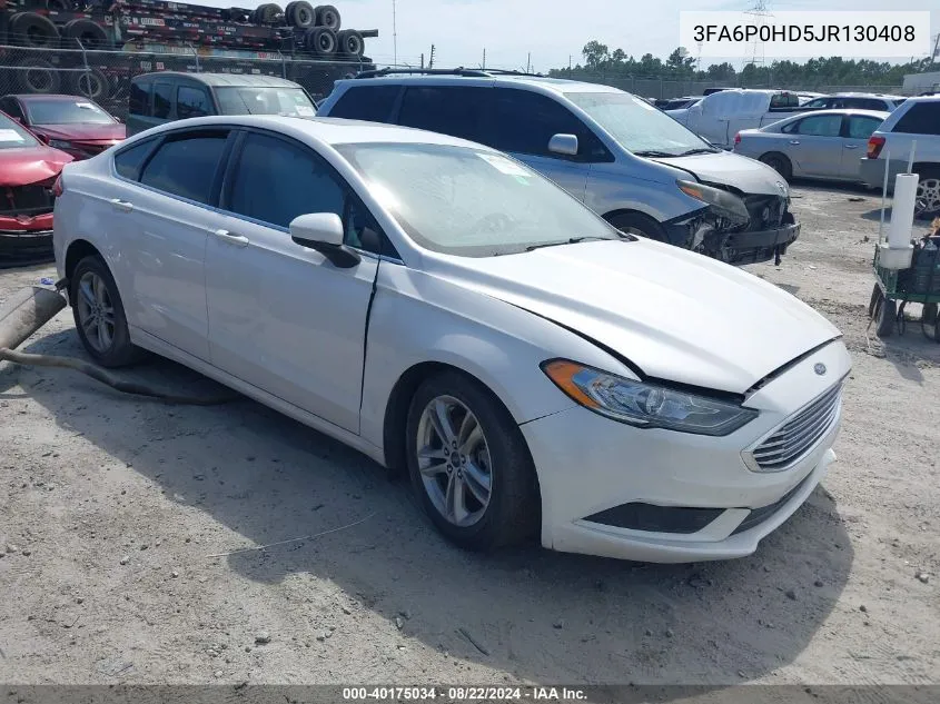 2018 Ford Fusion Se VIN: 3FA6P0HD5JR130408 Lot: 40175034