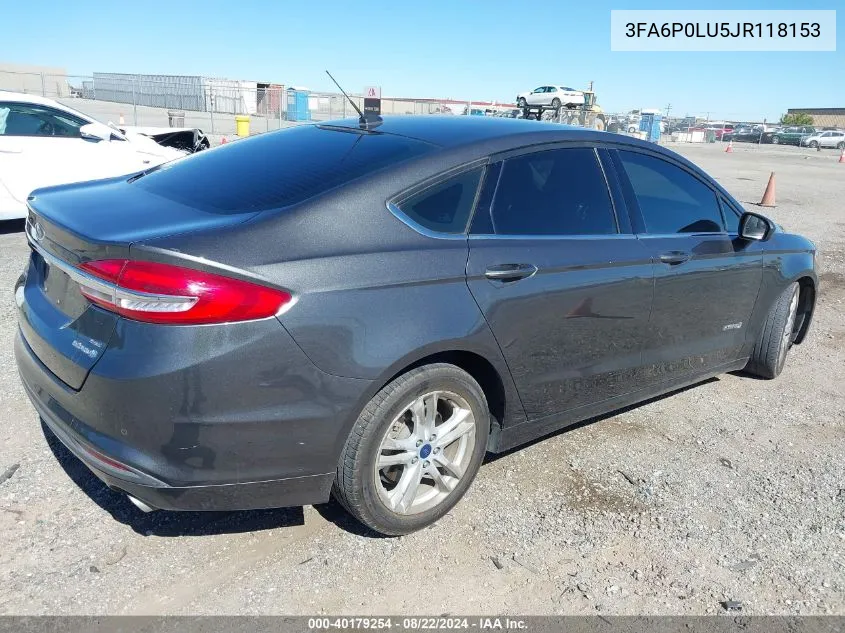 3FA6P0LU5JR118153 2018 Ford Fusion Hybrid Se