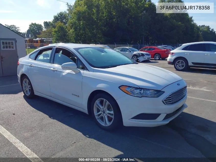 3FA6P0LU4JR178358 2018 Ford Fusion Hybrid Se