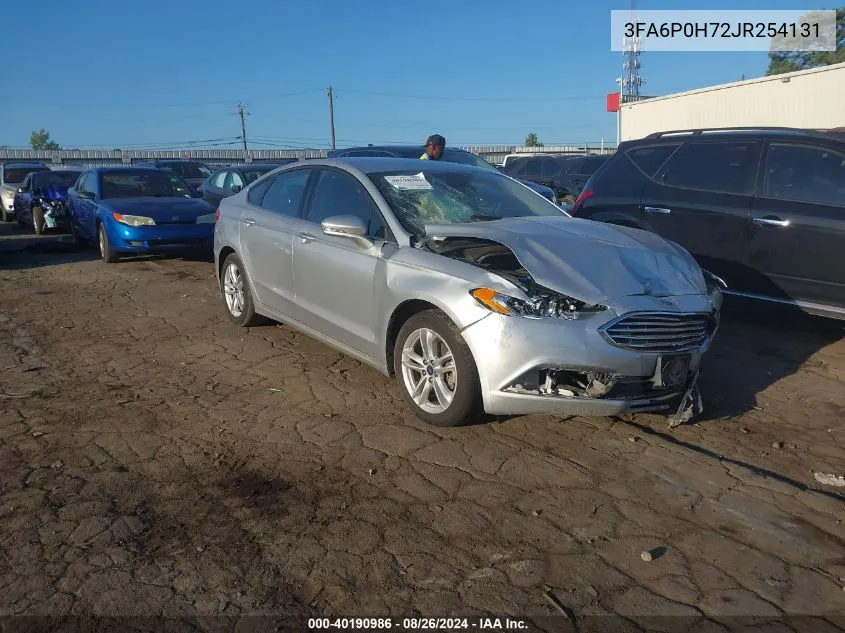 2018 Ford Fusion Se VIN: 3FA6P0H72JR254131 Lot: 40190986